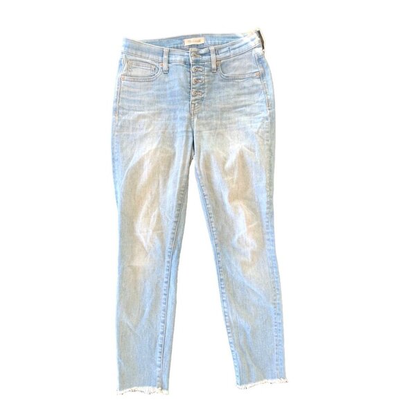 Madewell Light Blue Washed Button Down Skinny Denim High Rise Skinny Crop Size M - Picture 1 of 6